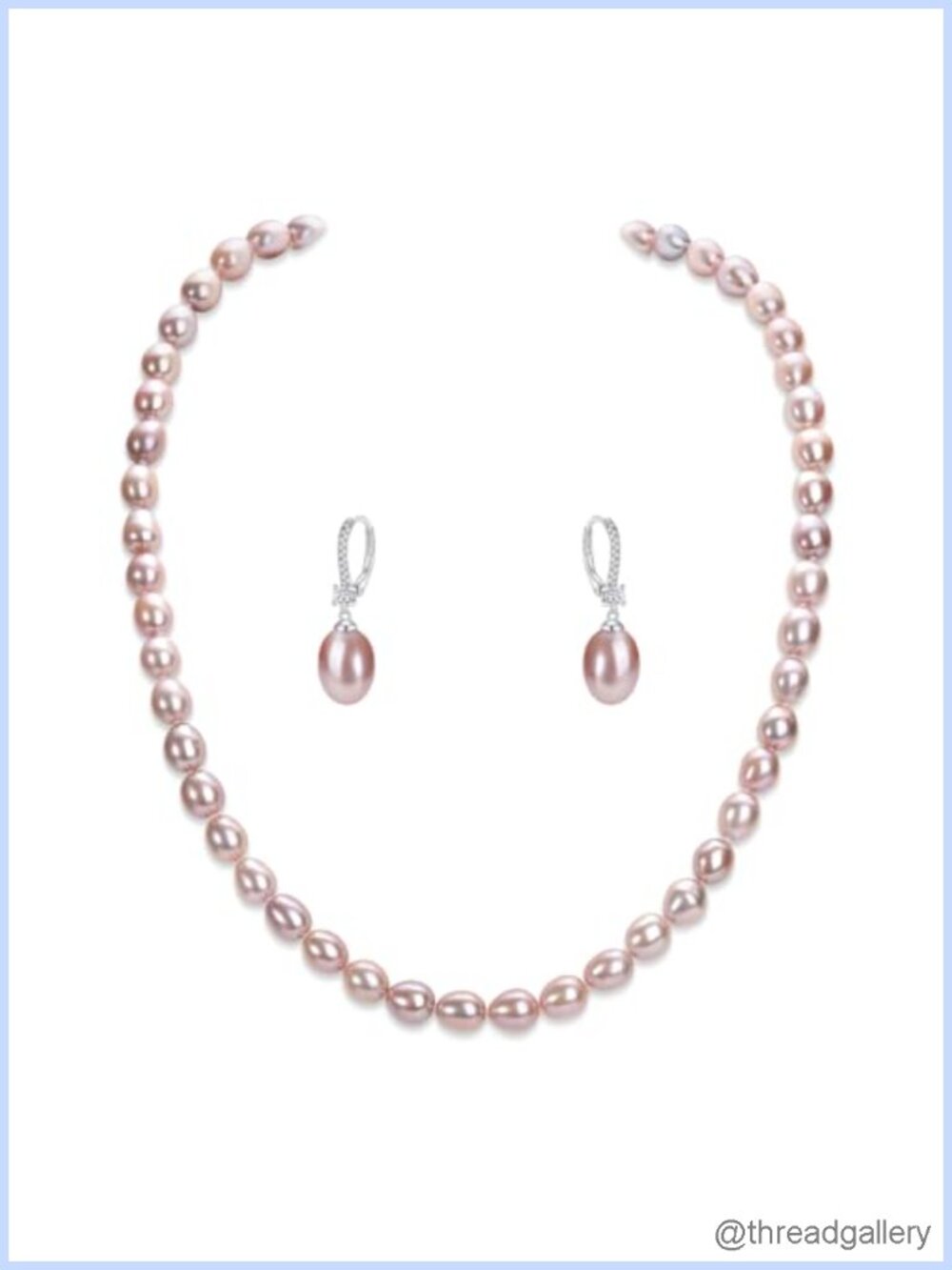 Freshwater Pearl Necklace and Drop Earrings Set 925 Sterling Silver Jewelry Gift